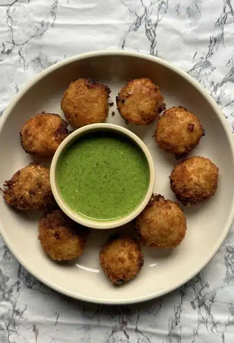 Paneer cutlet without potato with coriander chutney